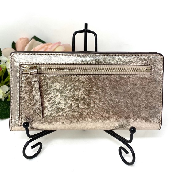 Kate♠️Spade LG Slim Bifolder Wallet Cameron Gold - Picture 2 of 8